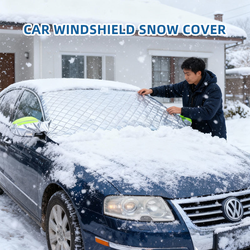 Car Windshield Snow Cover Winter Windscreen Covers Windproof Frost and Ice Removal for SUV Truck Sedan Van 65" x 49.6" 🇬🇧