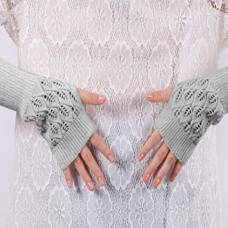 Winter Arm Hand Warmer Knitted Long Fingerless Gloves Soft Mittens for Female 🇬🇧