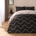 Waved Lines Print Duvet Cover Set - Monochrome 🇬🇧