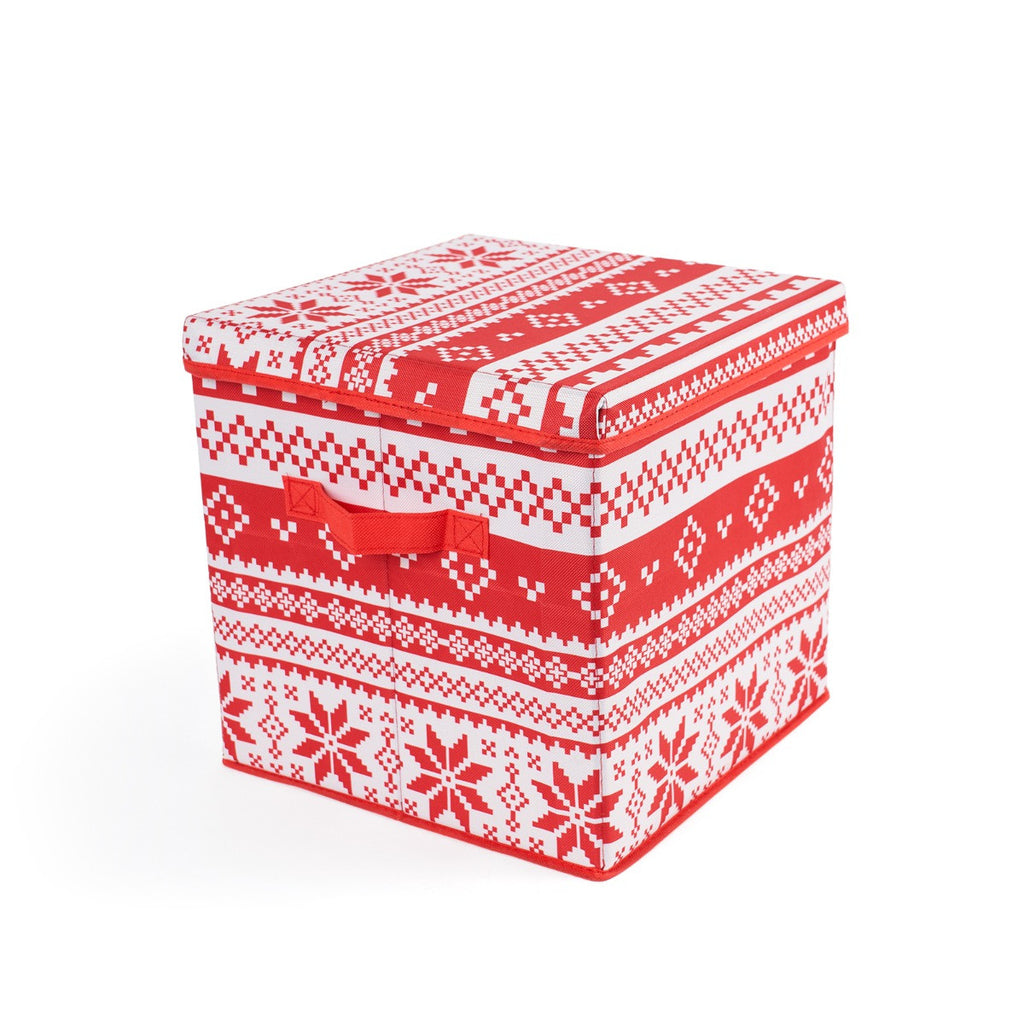Christmas Nordic Print Bauble Storage Box - Red 🇬🇧