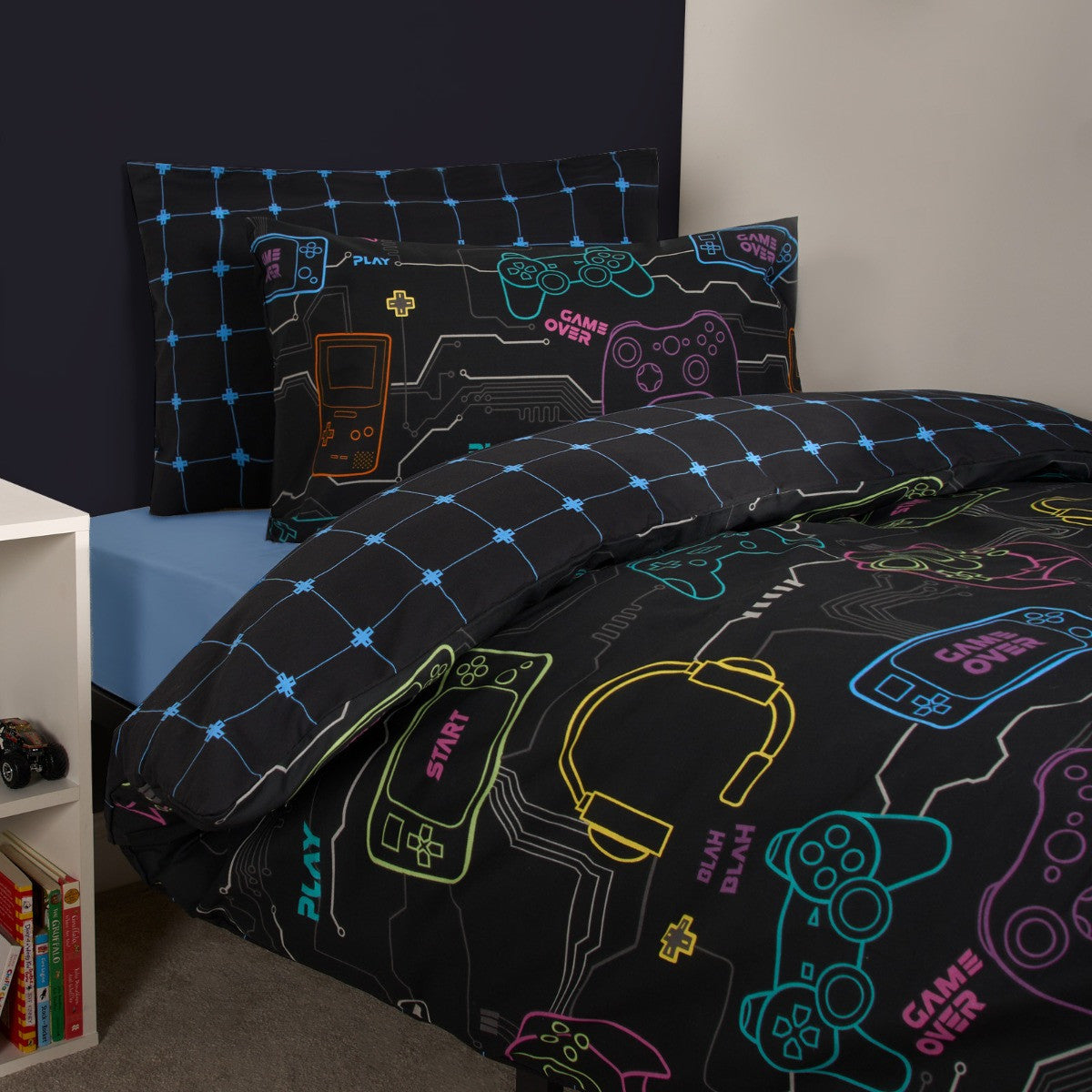 Gaming Print Reversible Duvet Set - Black 🇬🇧