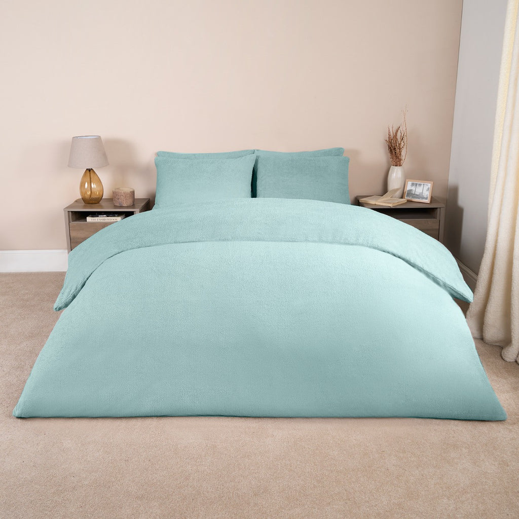 Teddy Fleece Duvet Cover Set - Duck Egg 🇬🇧