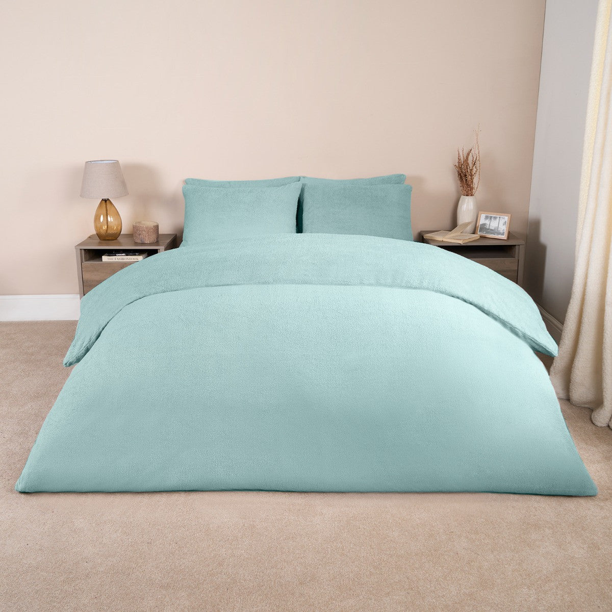 Teddy Fleece Duvet Cover Set - Duck Egg 🇬🇧