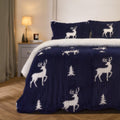 Cosy Stag Ribbed Fleece Duvet Set - Navy 🇬🇧