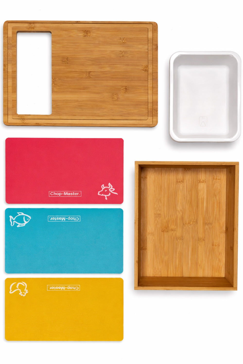 Bamboo Chopping Board with Storage Drawers & Colour-Coded Mats 🇬🇧