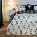 Bow Ribbon Print Reversible Duvet Cover Set - Monochrome 🇬🇧