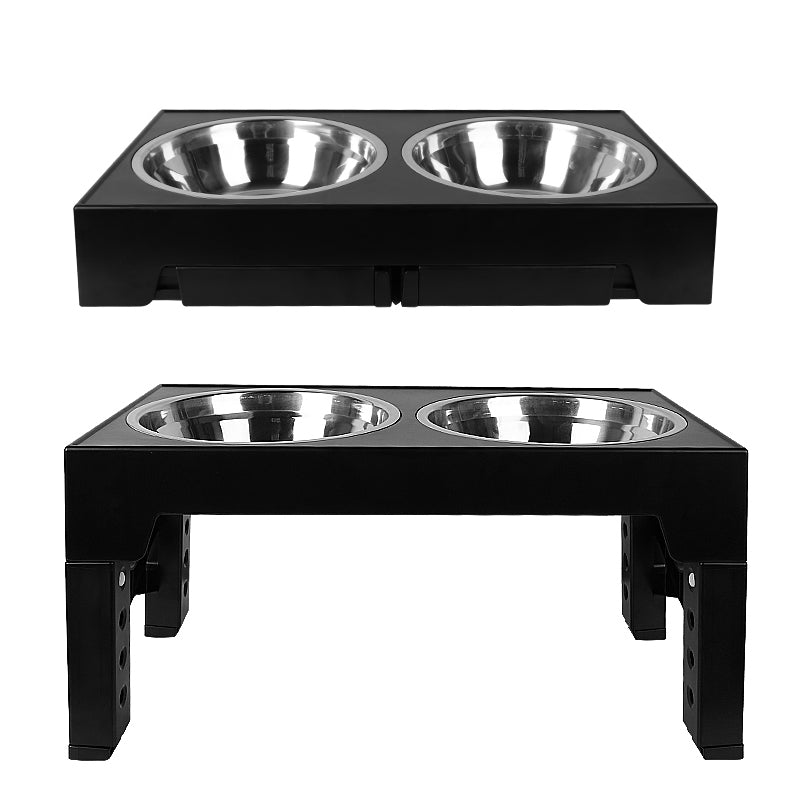 Elevated Dog Bowls 5 Height Adjustable Stand Raised dog bowl with Double Stainless Steel Bowls for Small Medium Large Dogs - Black 🇬🇧