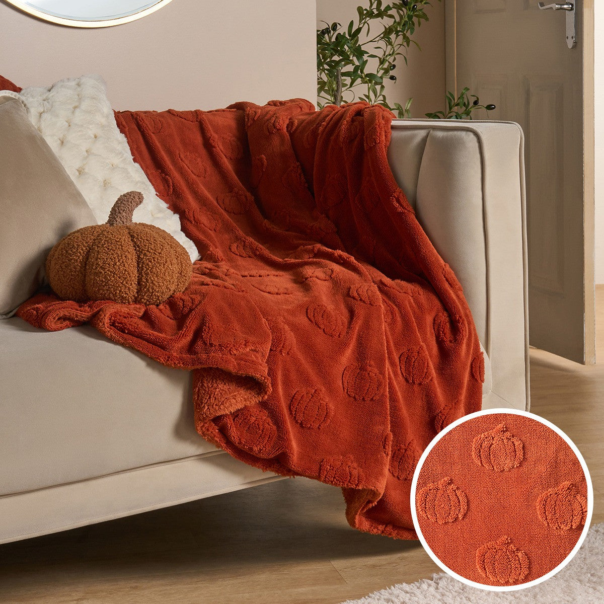 Tufted Pumpkin Fleece Throw - Rust 🇬🇧