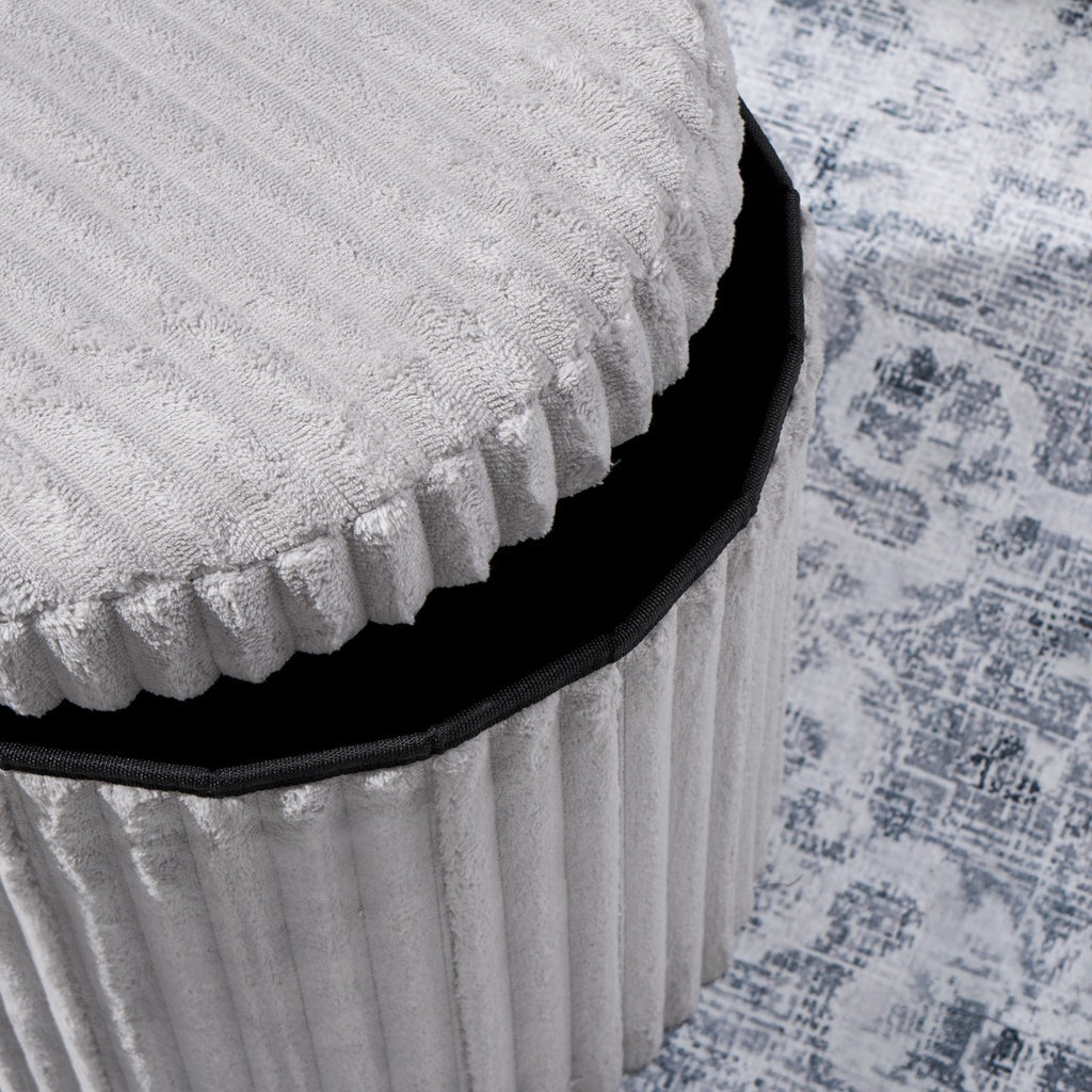 Ribbed Foldable Round Storage Ottoman 🇬🇧