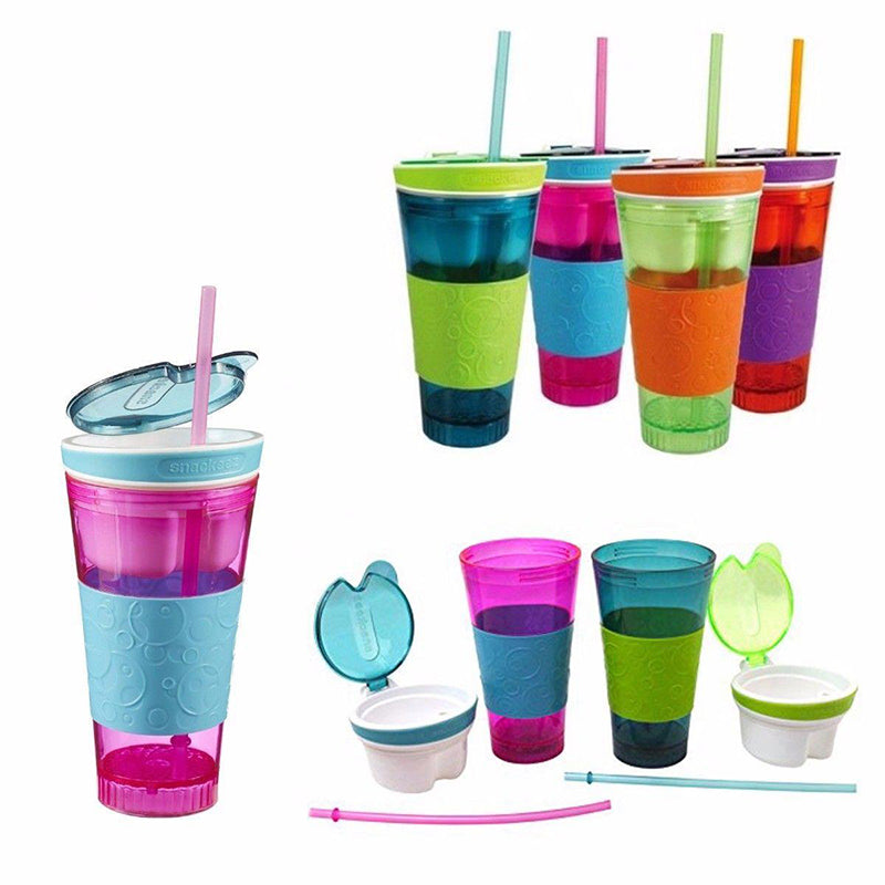 2 In 1 Plastic Travel Snack and Drink Cup - Random Colour 🇬🇧