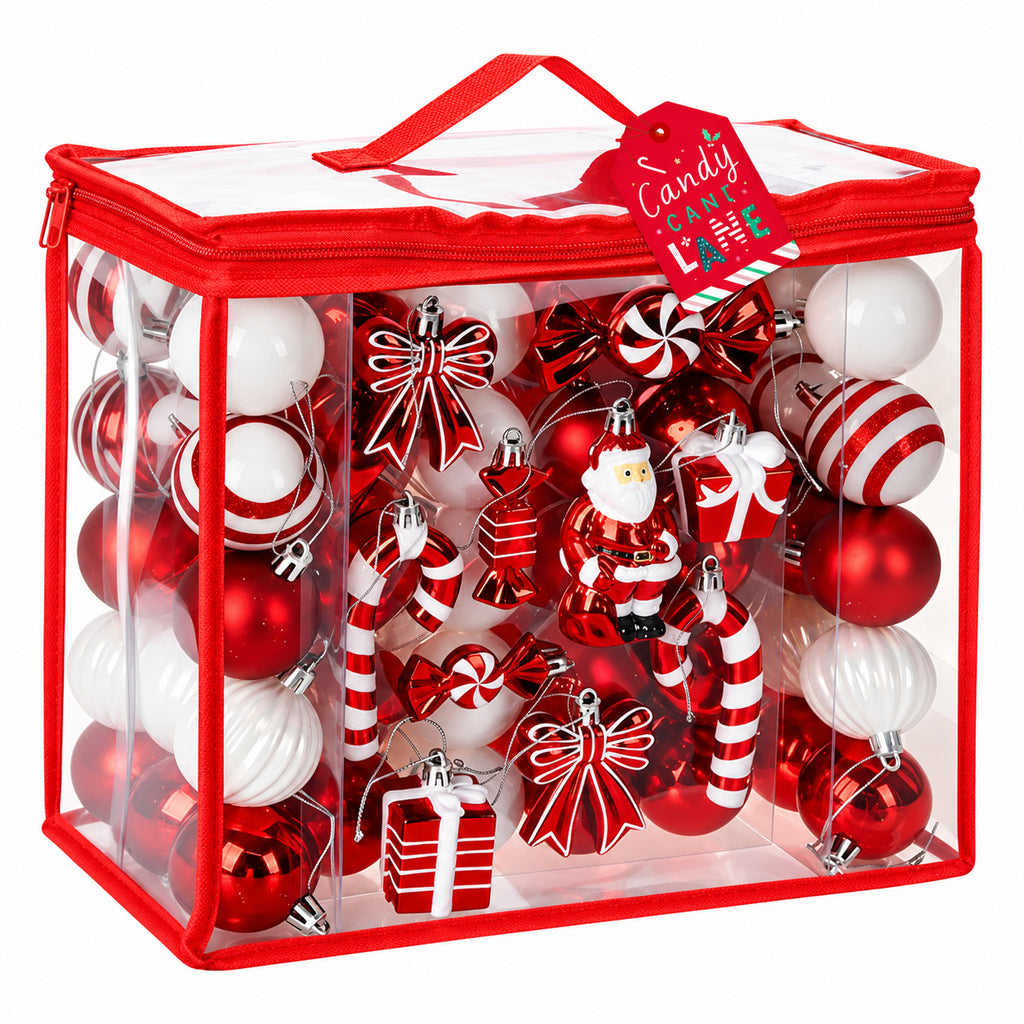 80PCS Christmas Baubles Set Red White Xmas Tree Hanging Decorations Ornaments 🇬🇧