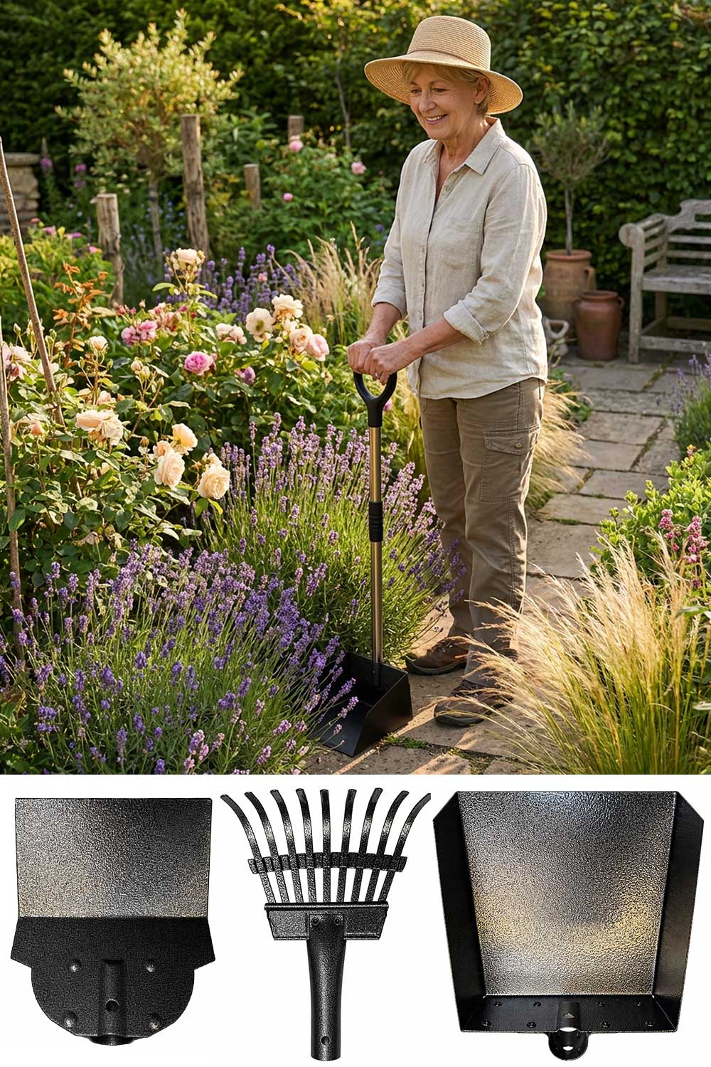 3in 1 Garden Tool Set – Rake, Shovel & Dustpan 🇬🇧