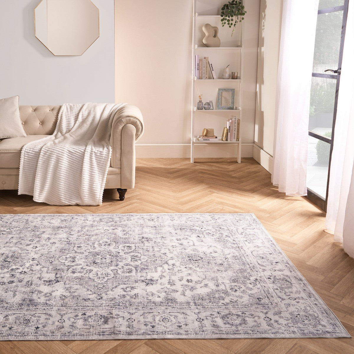 Washable Vintage Printed Rug - Pink 🇬🇧
