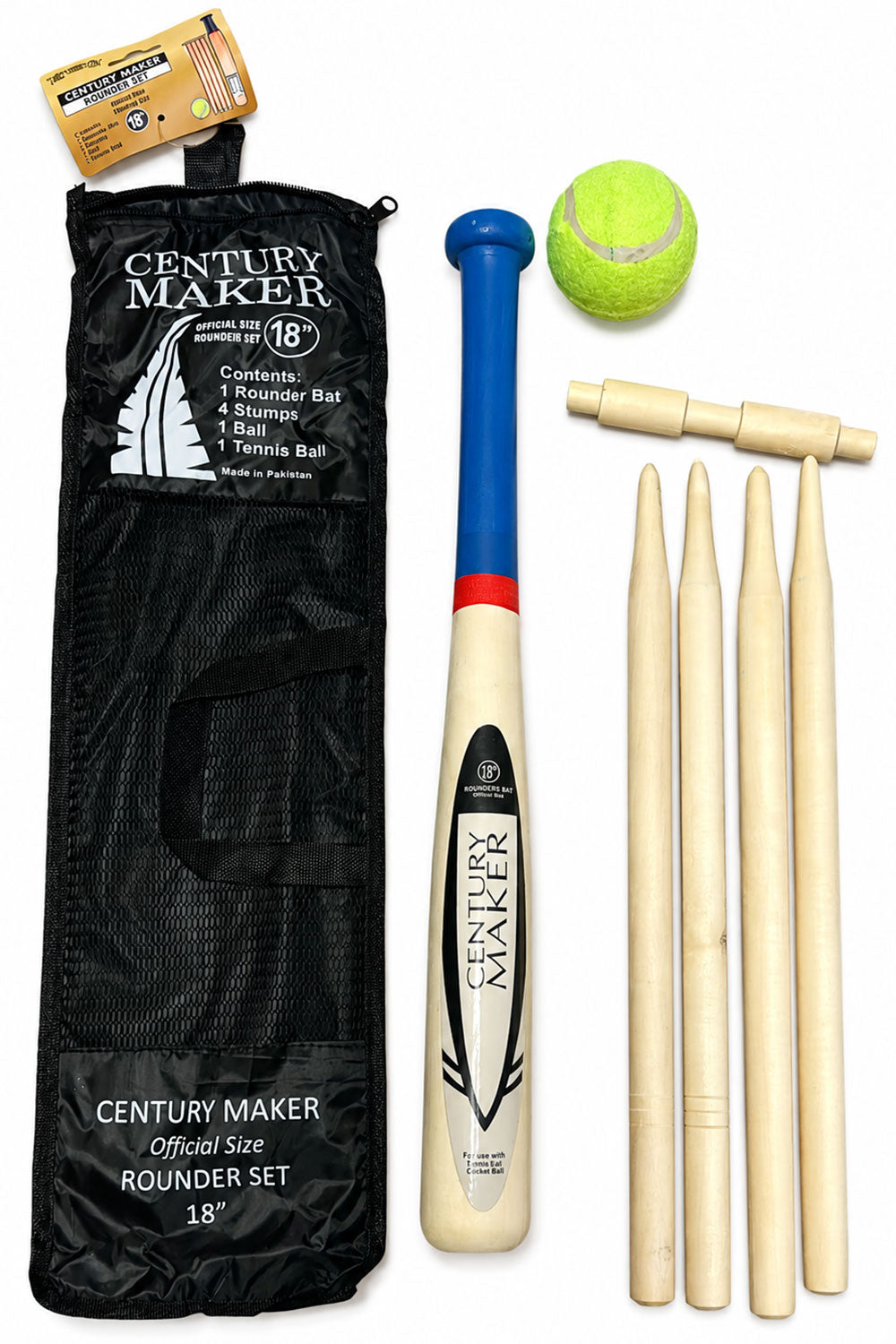 Kids Wooden Cricket & Baseball Set with Mesh Carry Bag 🇬🇧