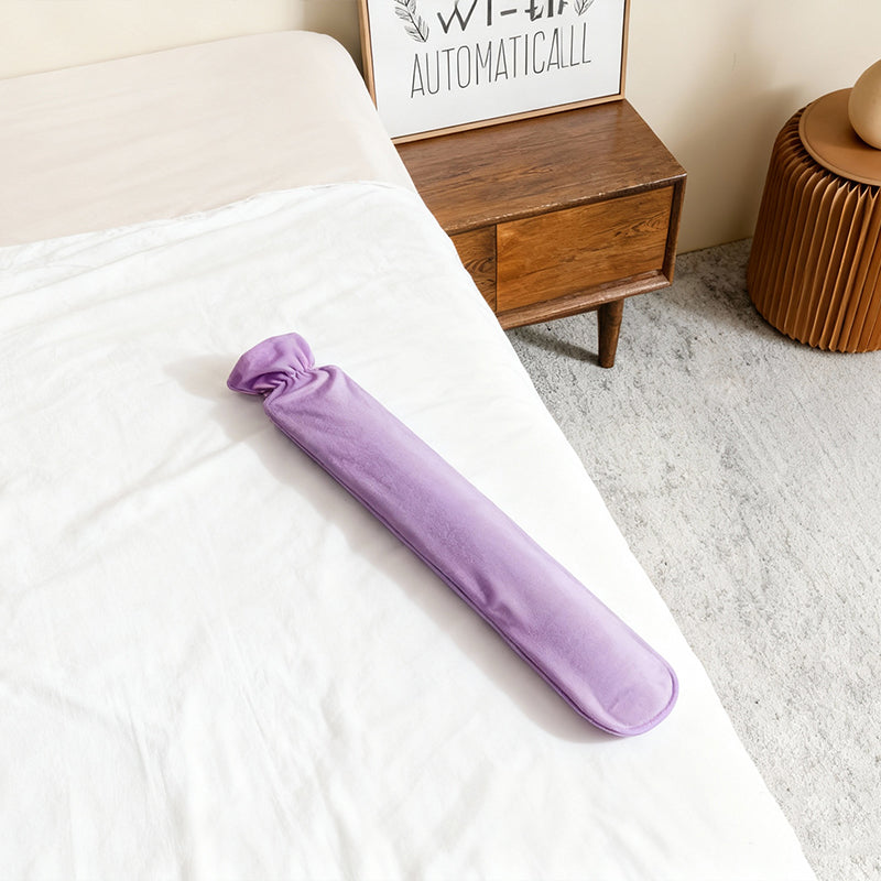 2.5ft Long Hot Water Bottle with Fleece Cover for Compress Pain Relief Random Color 🇬🇧