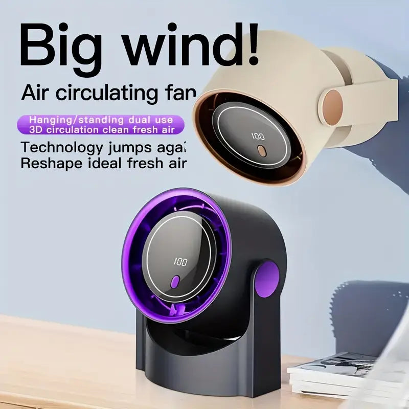 100 speed adjustable high speed turbine fan digital display rechargeable USB Fan - wall mountable 🇨🇳