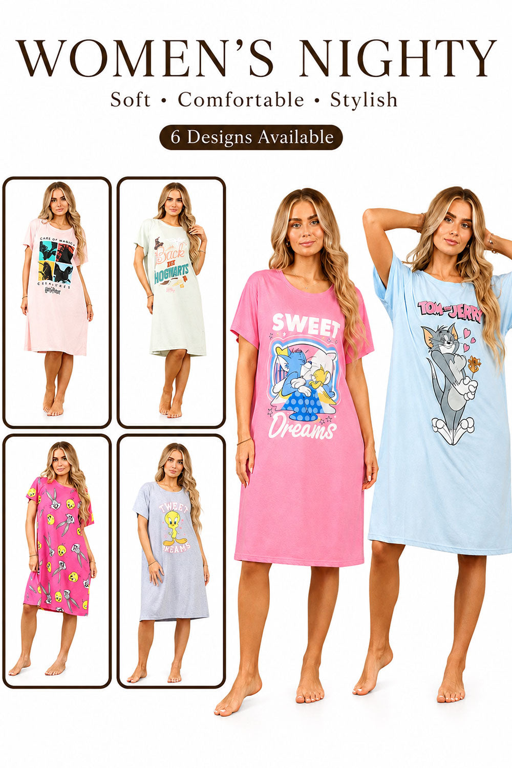 Women’s Cotton Cartoon Nightshirt 🇬🇧