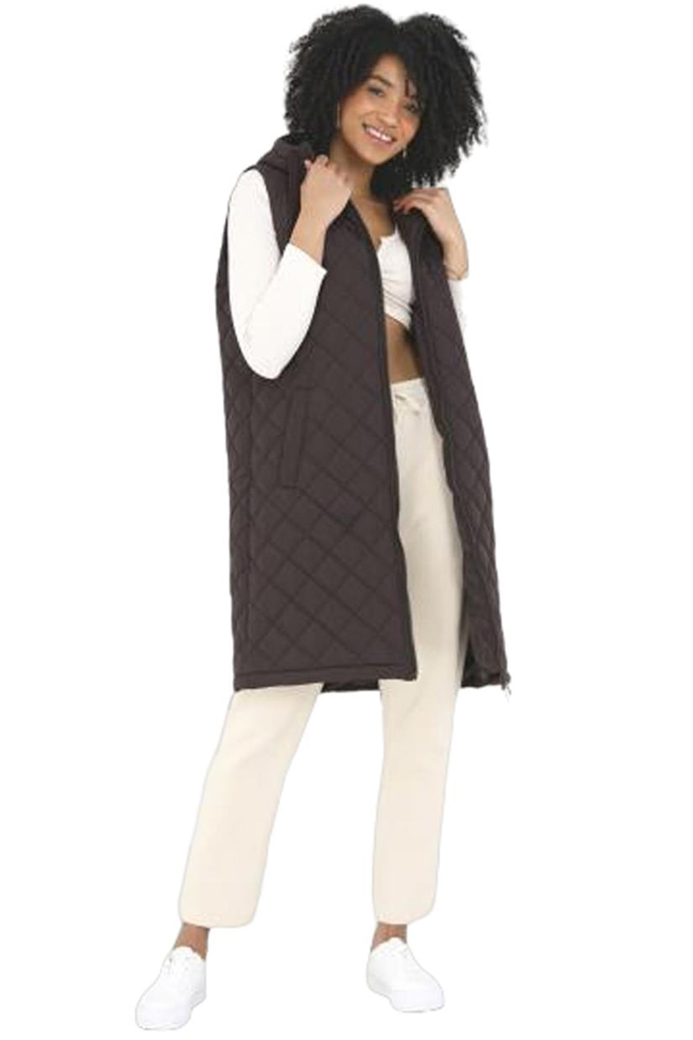 Womens Long Line Hooded Zipper Jacket 🇬🇧