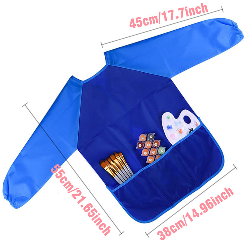 Waterproof Art Aprons Small Painter Long Sleeve Art Smock with 3 Roomy Pockets 🇬🇧