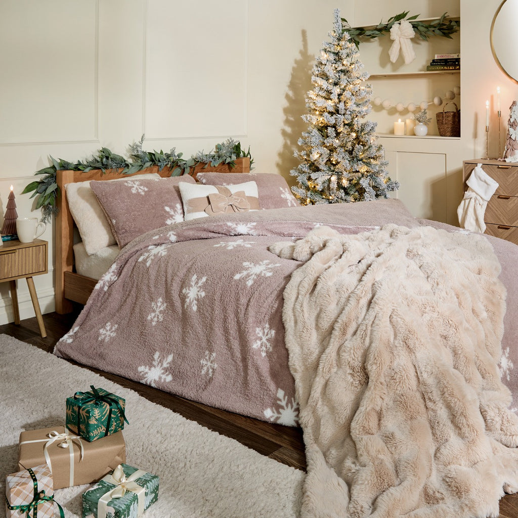 Snowflake Teddy Duvet Cover Set - Natural 🇬🇧