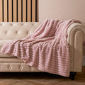 Faux Fur Thick Ribbed Throw - Blush 🇬🇧
