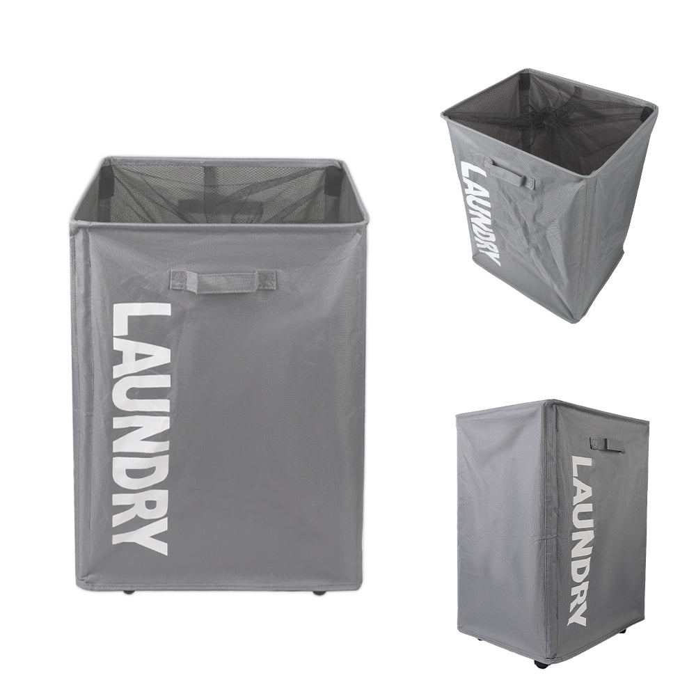 Collapsible Laundry Basket on Wheels Washing Clothes Bin Slim Rolling Hamper - Grey 🇬🇧