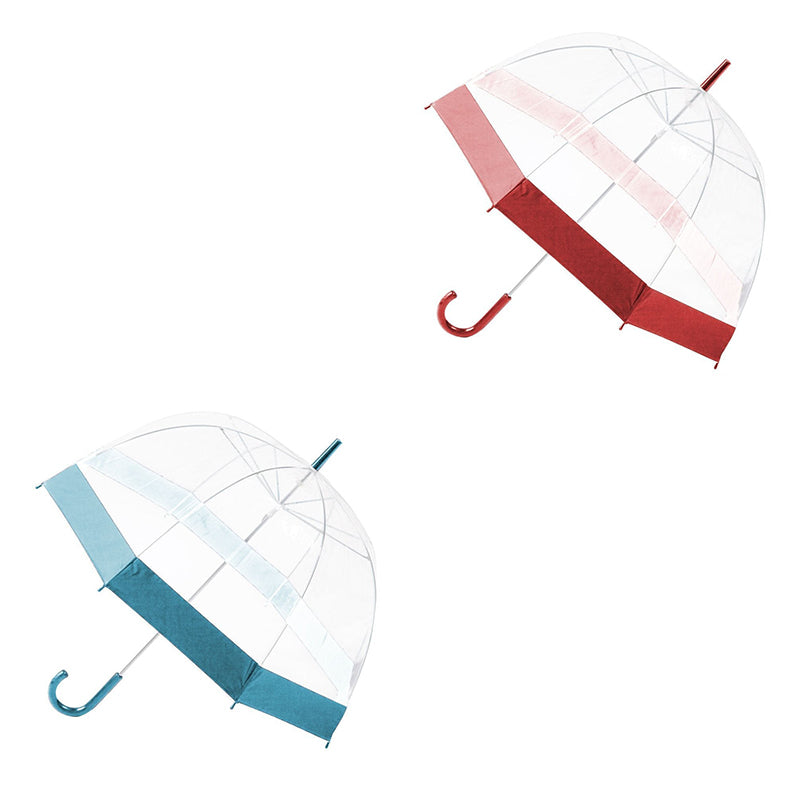 84cm Clear Transparent Umbrella with Coloured Border - Random Colour 🇬🇧
