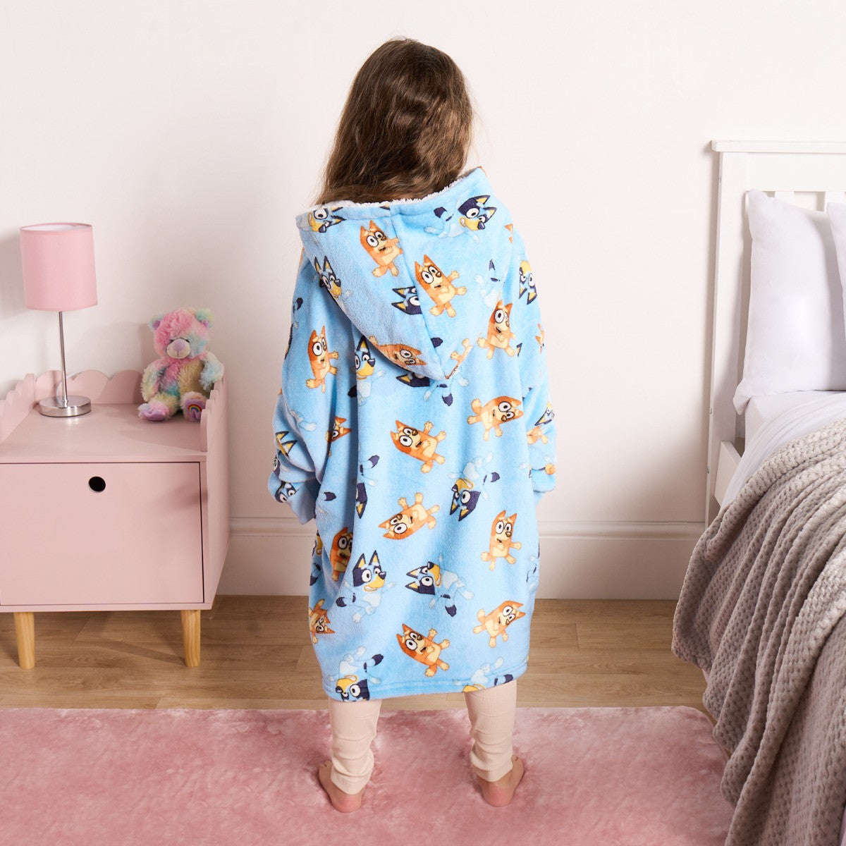 Kids Bluey Novelty Sherpa Hoodie Blanket - Blue 🇬🇧