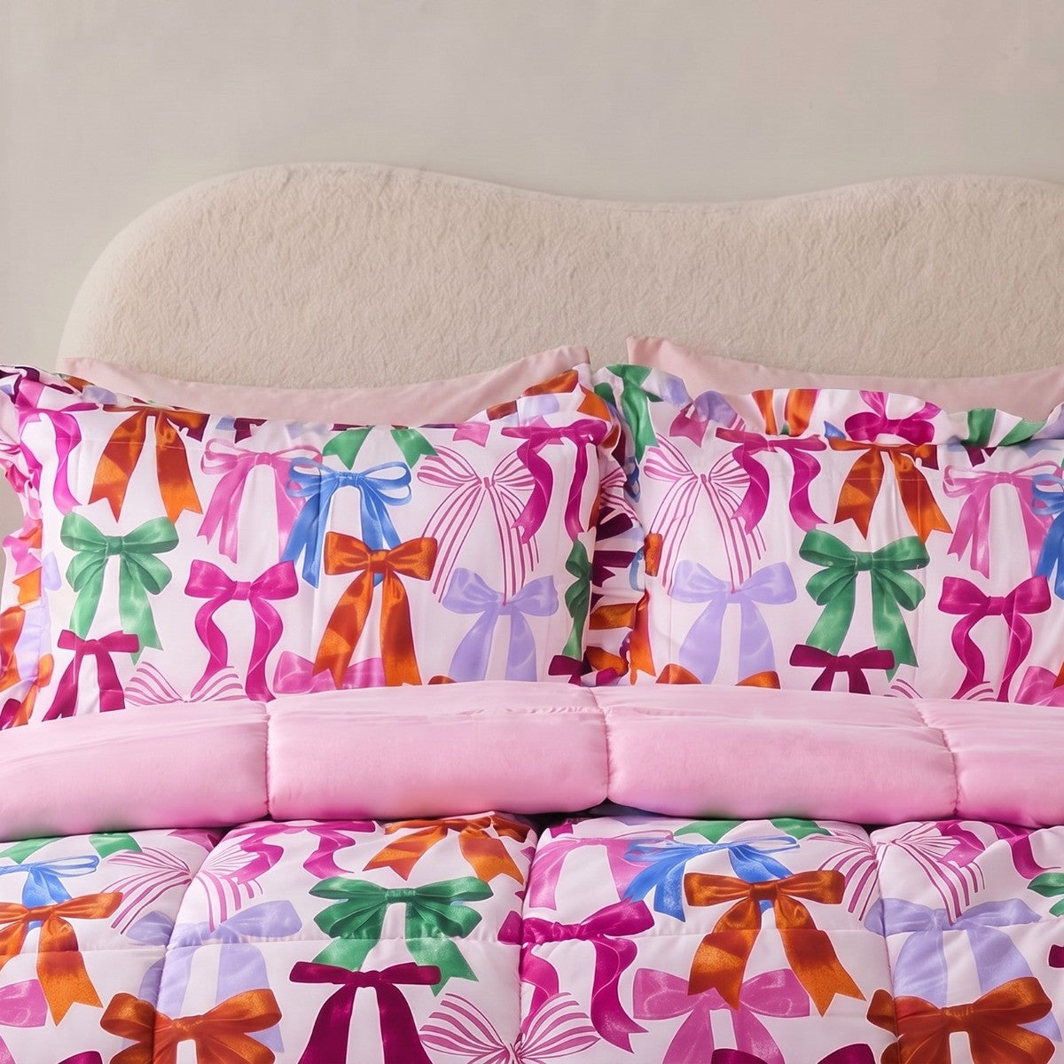 Multi Bow Print Frill Edge 7.5 Tog Coverless Duvet Set - Multi 🇬🇧