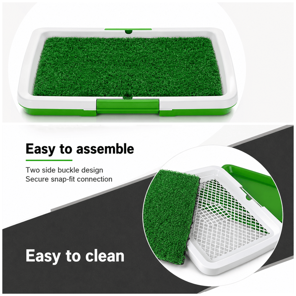 Dog Grass Pad with Tray, Dogs Toilet Tray with Artificial Grass Grid Panel Puppy Toilet Training Mat, Reusable Fake Pee Grasses for Dogs to Pee 34 x 45.5cm 🇬🇧