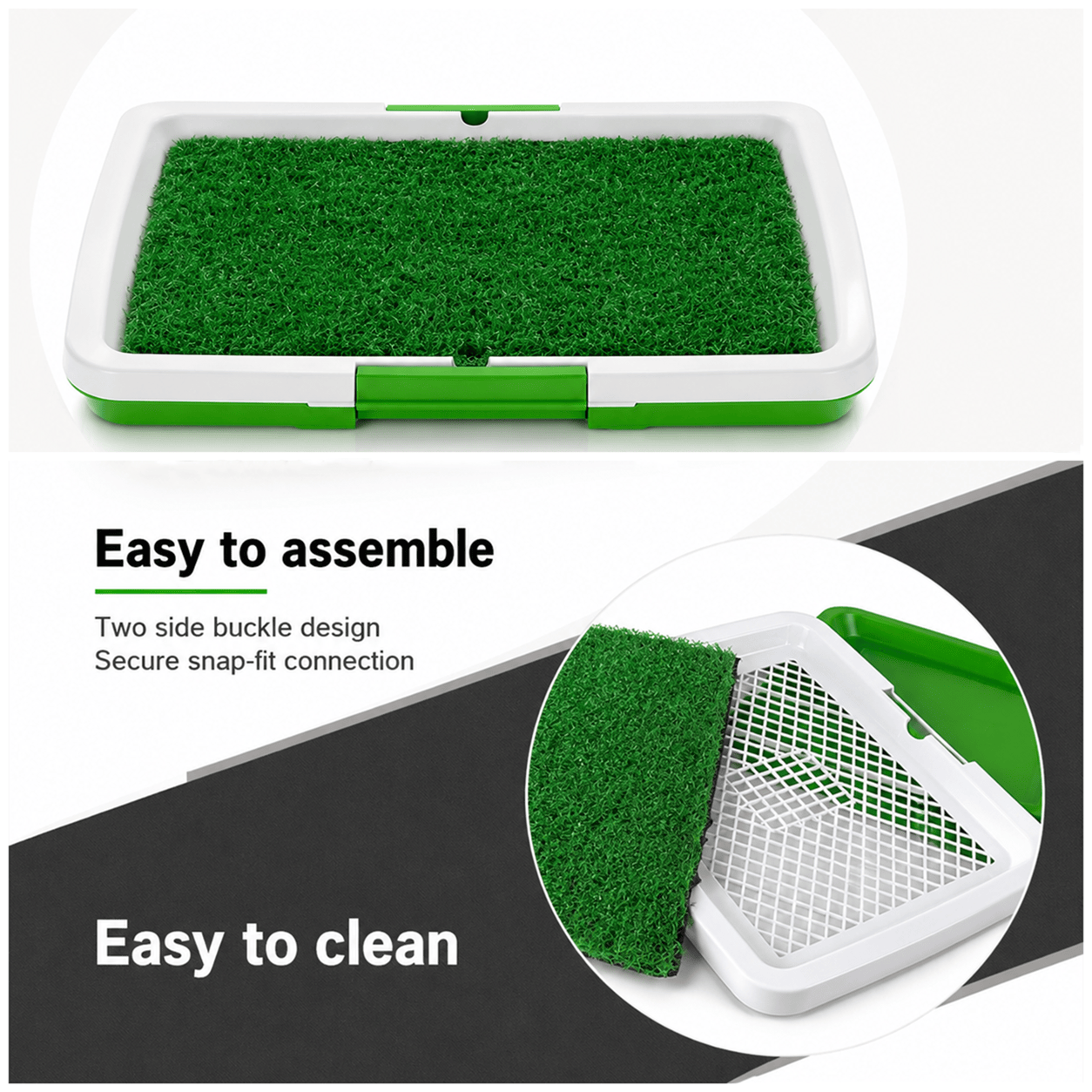 Dog Grass Pad with Tray, Dogs Toilet Tray with Artificial Grass Grid Panel Puppy Toilet Training Mat, Reusable Fake Pee Grasses for Dogs to Pee 34 x 45.5cm 🇬🇧