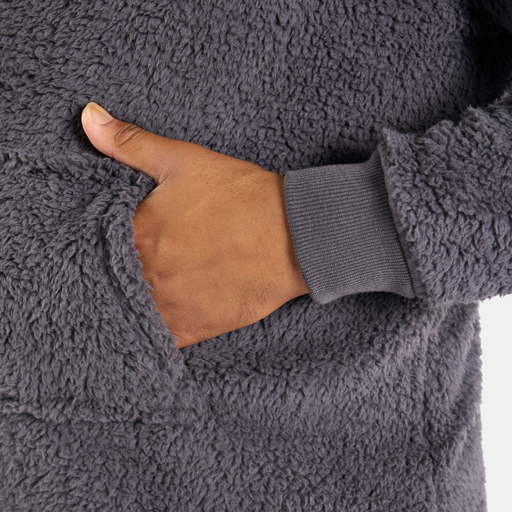 Men's Teddy Hoodie Check Pyjama Set - Burgundy 🇬🇧