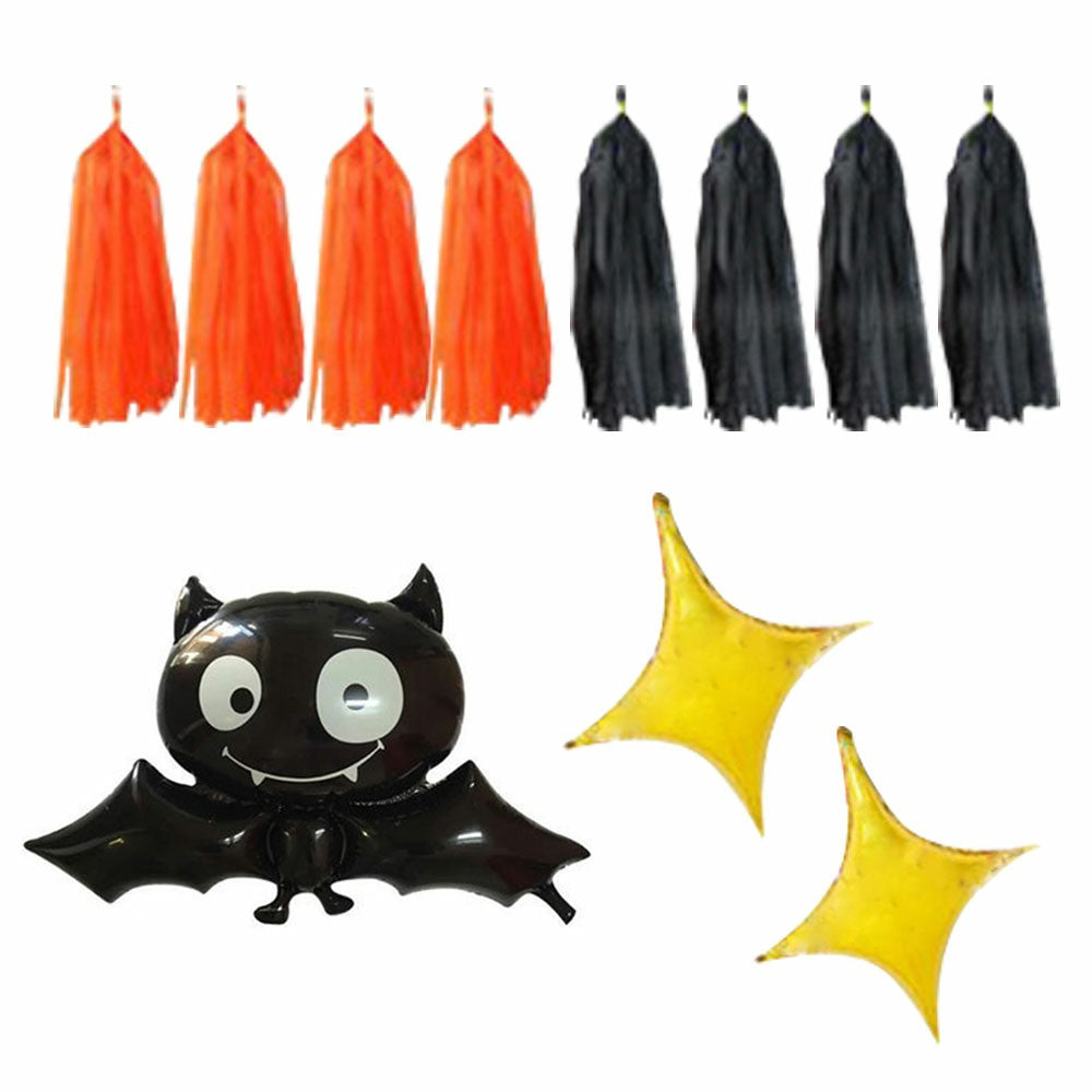 Halloween Decoration Bat Balloon Polka Dot Latex Balloons Letter Tassel Four-pointed Star 🇬🇧