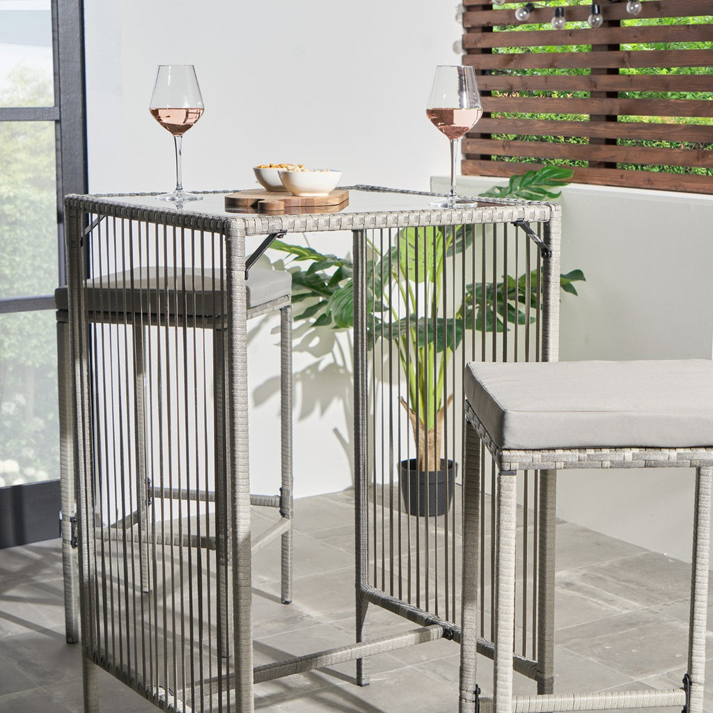 Amalfi Bar Stool & Table Set - Grey 🇬🇧