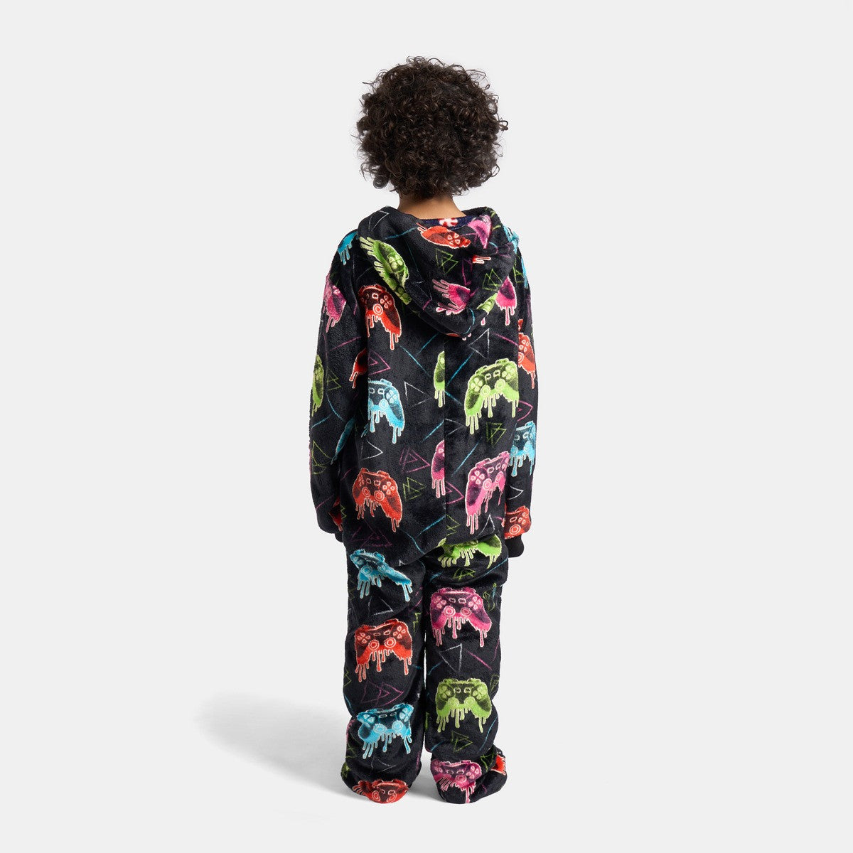 Kids Neon Drip Gaming Glow In The Dark Onesie - Black 🇬🇧