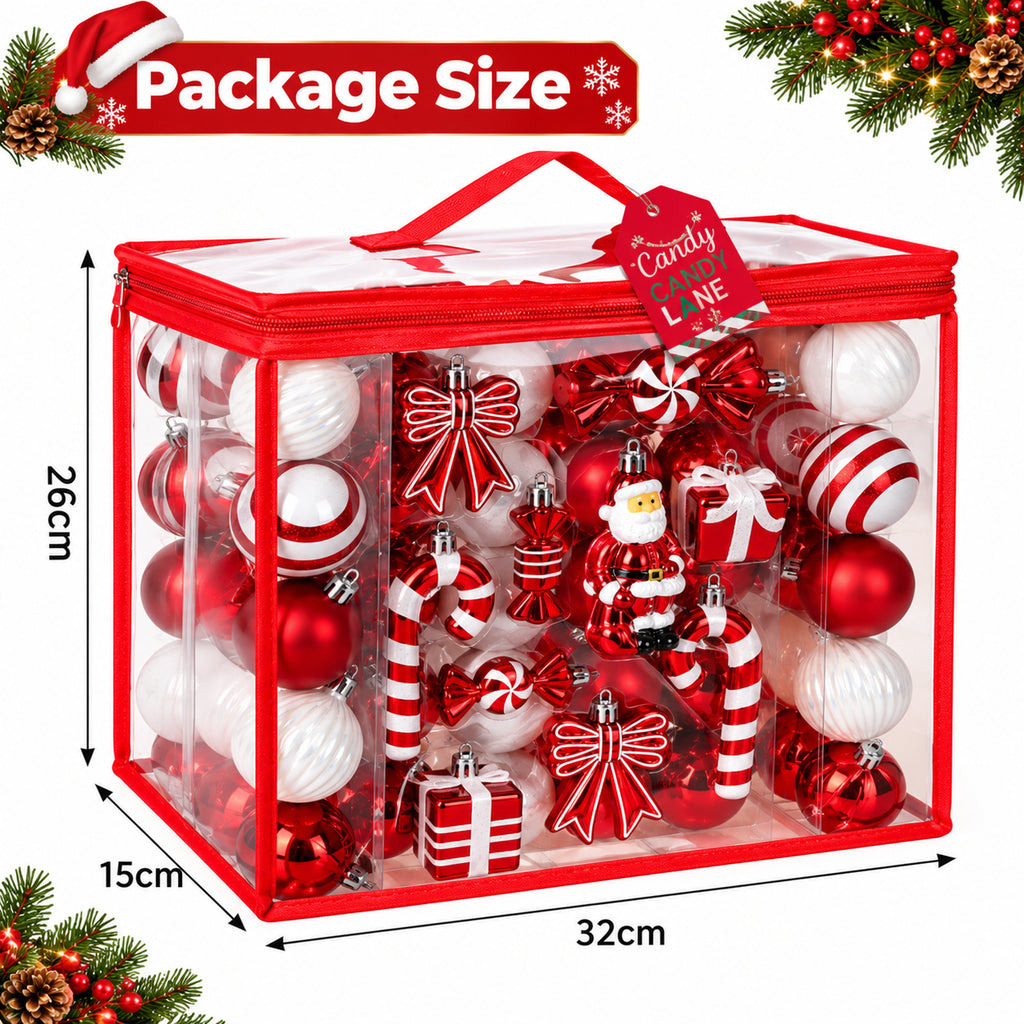 80PCS Christmas Baubles Set Red White Xmas Tree Hanging Decorations Ornaments 🇬🇧