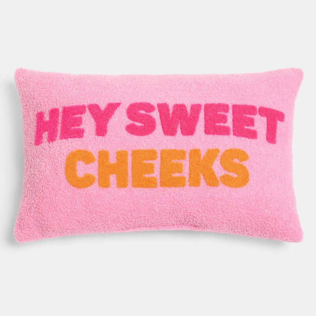 Hey Sweet Cheeks Slogan Cushion - Pink/Orange 🇬🇧