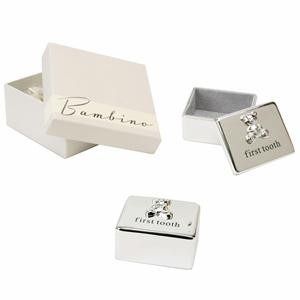 Bambino by Juliana Silver plated First tooth box with teddy icon 🇬🇧