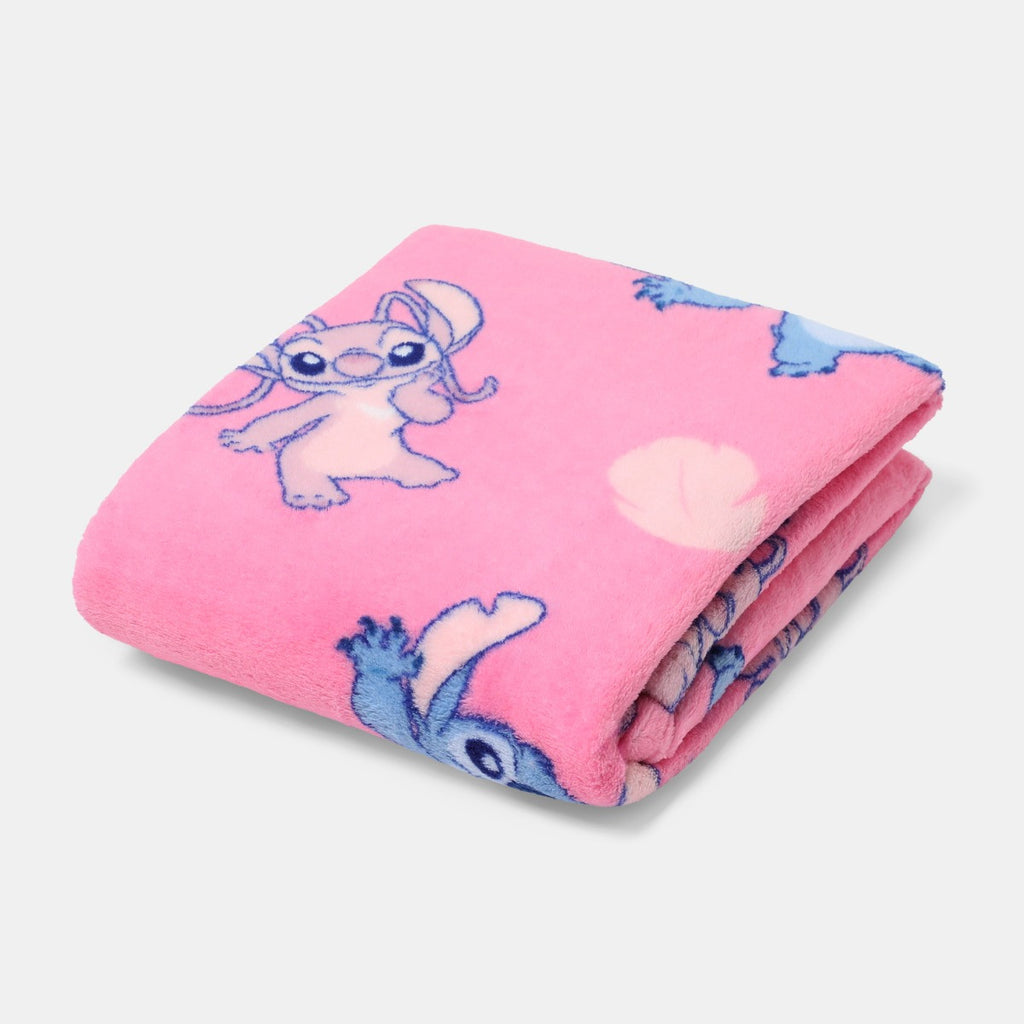 Stitch & Angel Printed Throw - Pink 🇬🇧