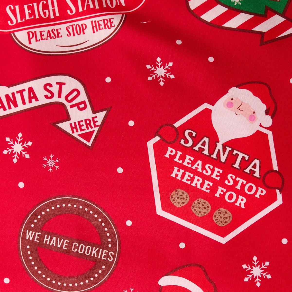 Santa Stop Here Slogan Reversible Duvet Cover Set, Red/White - Single 🇬🇧
