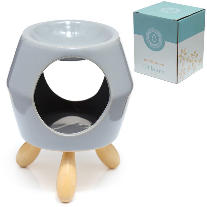 Eden Grey Abstract Ceramic Oil Burner with Feet 🇬🇧