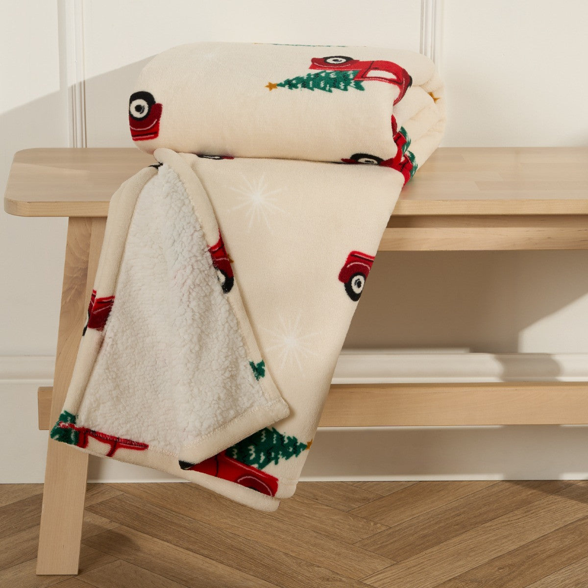 Home for Christmas Printed Throw - Natural 🇬🇧