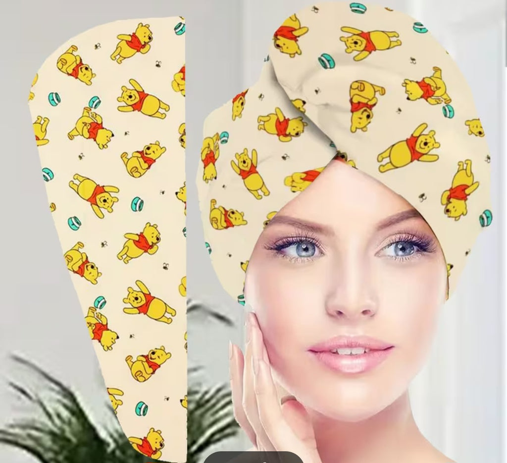 2pc Cartoon Print Bath Robe and Hair Dryer Cap 🇨🇳