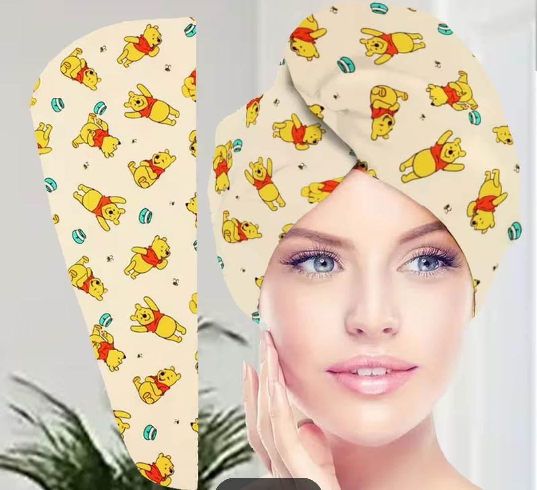 2pc Cartoon Print Bath Robe and Hair Dryer Cap 🇨🇳