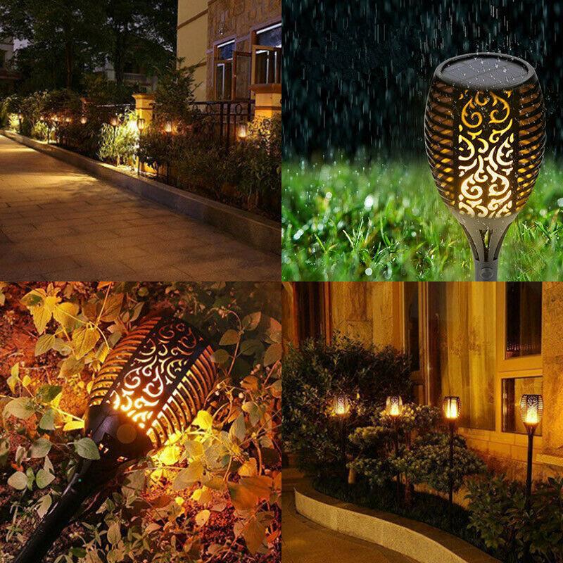 2x Solar Flame Garden Lights - Waterproof LED Torches for Outdoor Use 🇬🇧