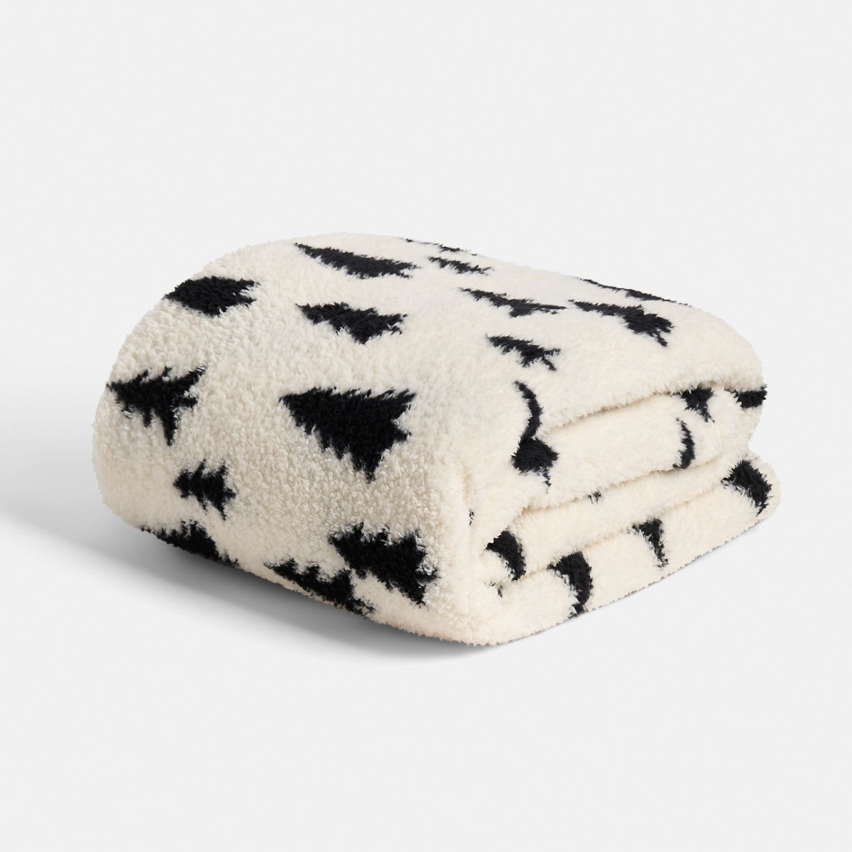 Christmas Tree Print Teddy Throw - Monochrome 🇬🇧