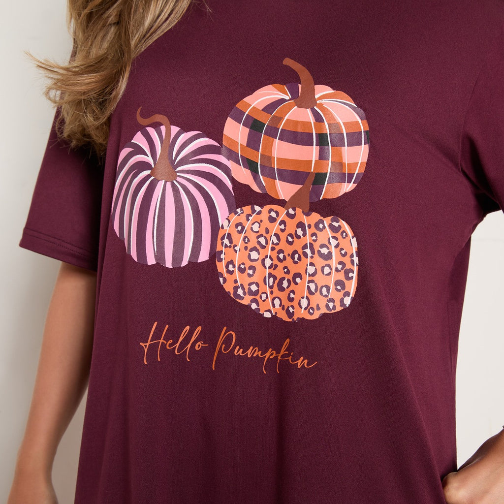 Patterned Pumpkin Print T-Shirt Pyjama Set - Multi 🇬🇧