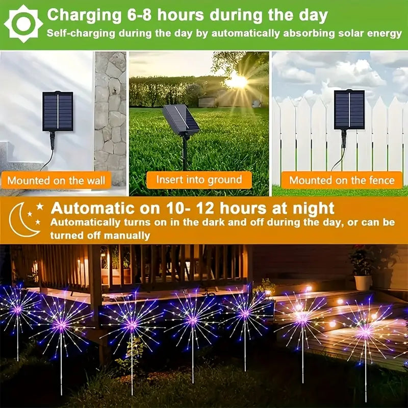 4 pack LED solar fireworks lights for outdoors/garden 🇨🇳