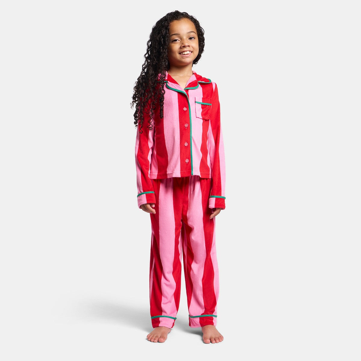 Mini Me Candy Stripe Button Through Pyjama Set - Pink 🇬🇧