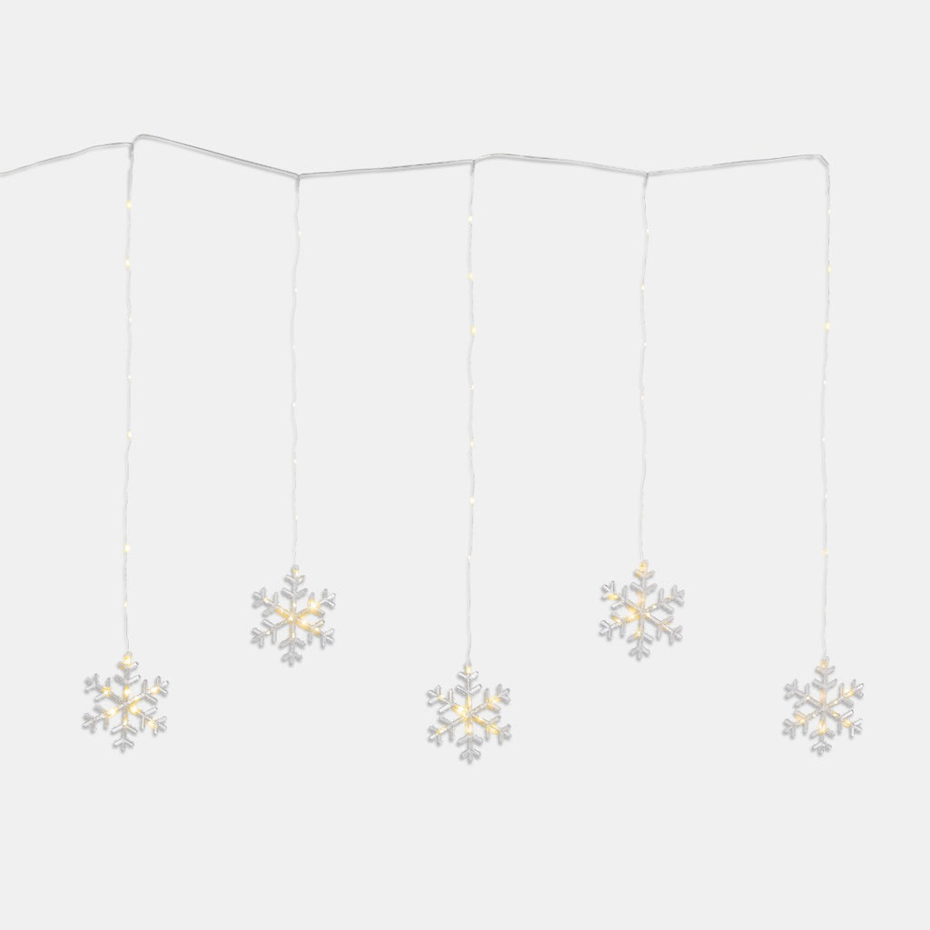 5 Pack Snowflake Curtain Lights - Warm White 🇬🇧